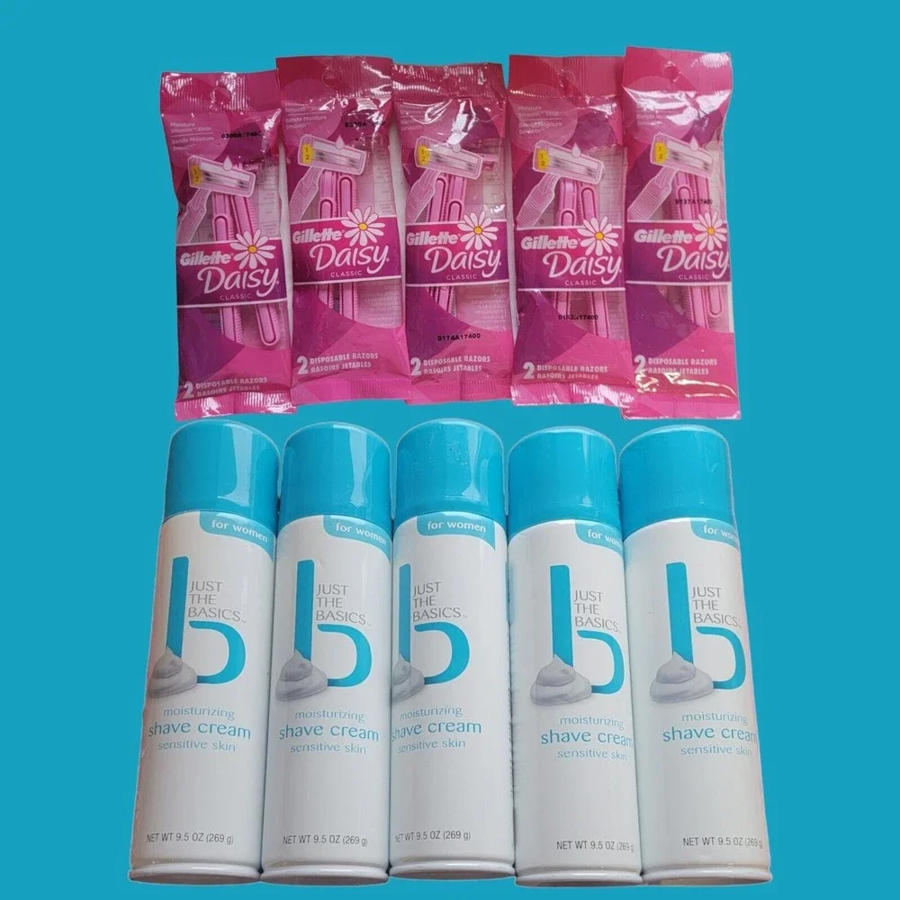 5 Just The Basics Moisturizing Sensitive Skin Shave Cream 5 Gillette Razors‎